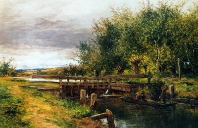 Clive Lock, on the Thames, 1873 by Benjamin Williams Leader